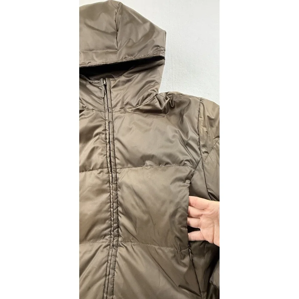 Relativity Down Fill Parka Jacket Coat Women's L Brown Full Zip Hooded